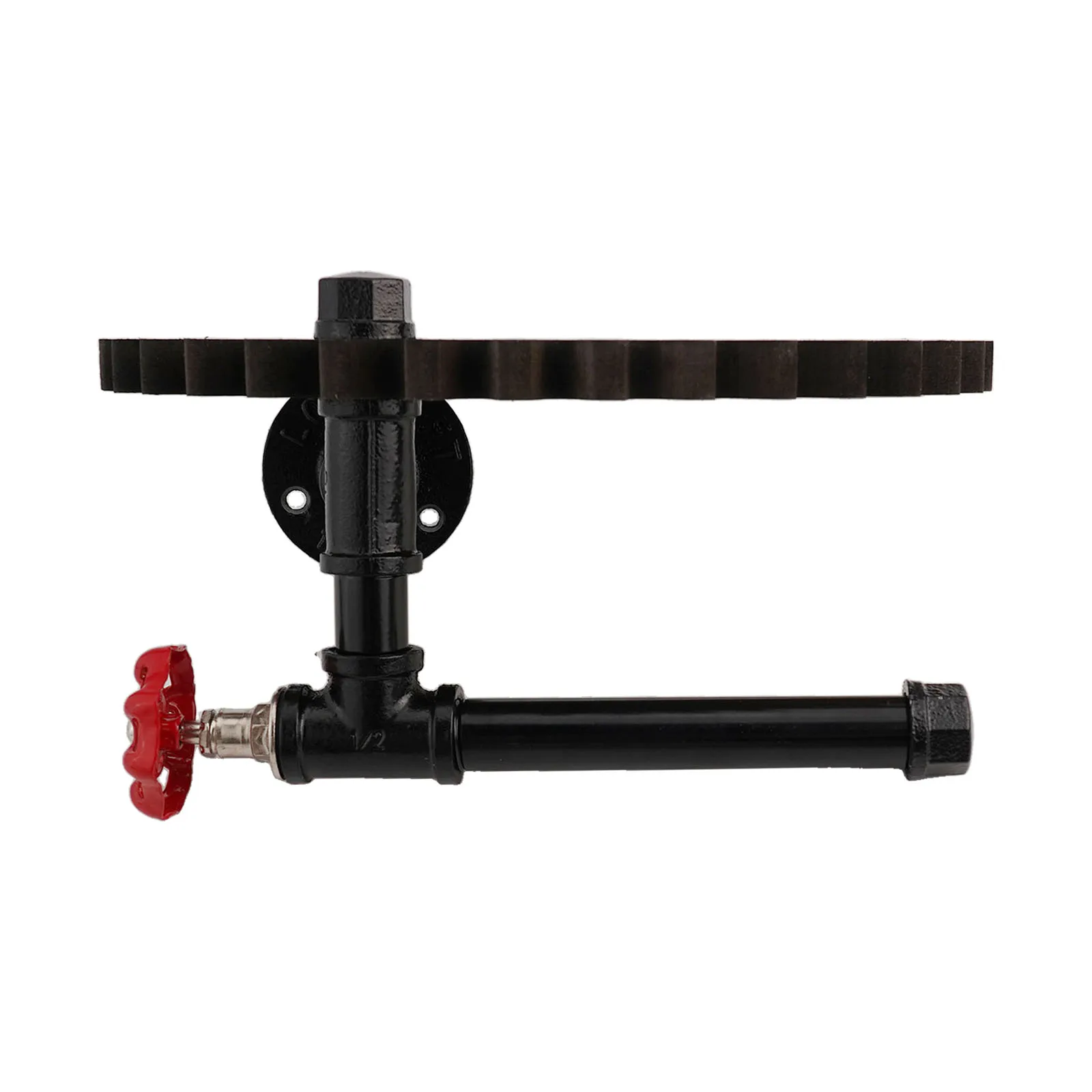 1pc Wall Shelves With Pipe Retro Industrial Pipe Bracket Toilet Paper Holder Wood Gear Wall Shelf Retro Bar America Decor Shelf