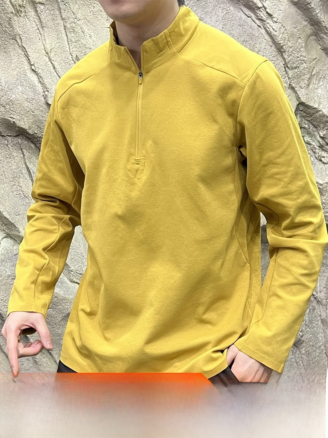 High-End Pressed-Gas Men's Outdoor Base Shirt Half-Zip Quick-Dry Moisture-Wicking Long-Sleeve Standard Fit T-Shirt for Autumn