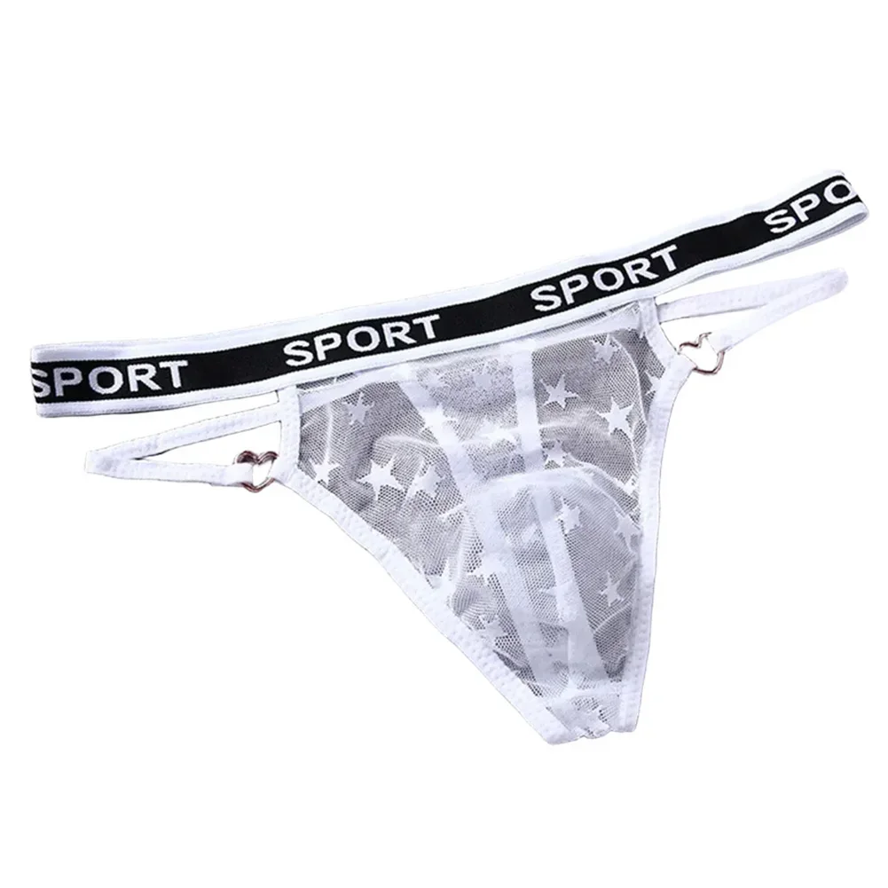 กางเกงชั้นในชายแบบจีสตริง โปร่งใส เอวต่ำ แห้งเร็ว แบบซีทรู  ทรงทีแบ็ค  สำหรับเกย์/สาวๆ  มีช่องใส่ของ