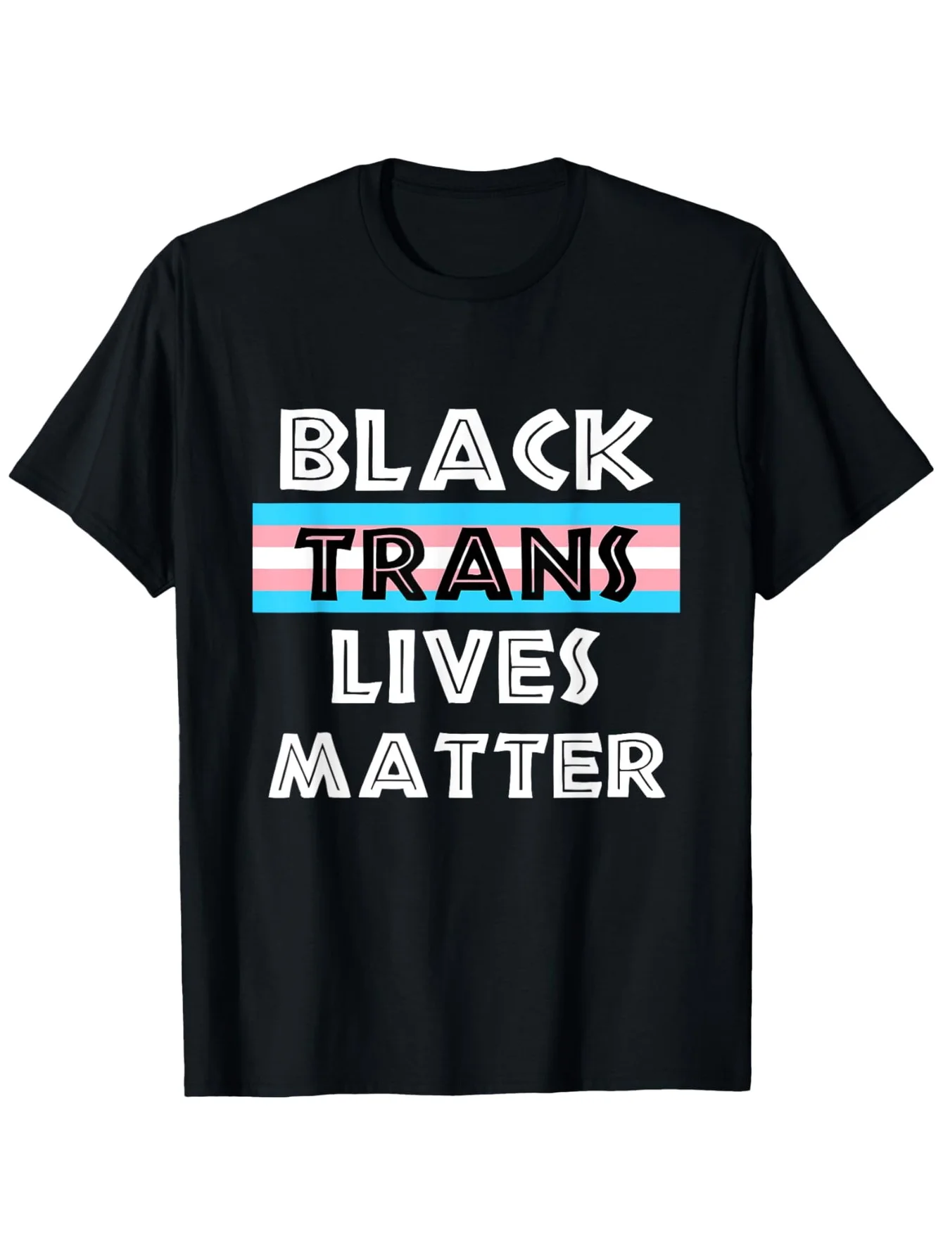 تي شيرت Trans Lives Matter للرجال - 100% قطن بحروف أسود/أزرق، تي شيرت BLM Unity
