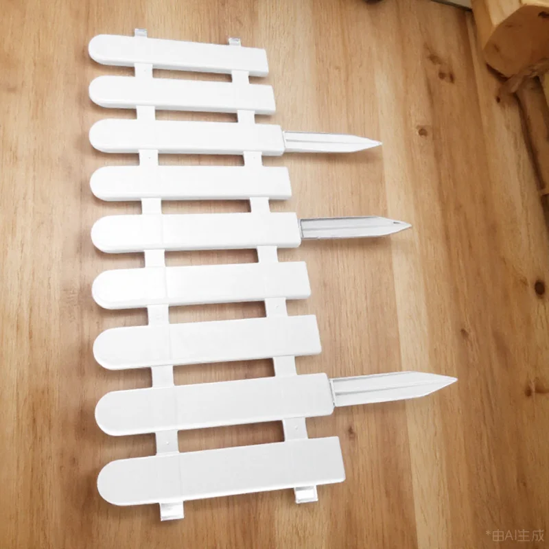

4Sets Garden Fences Weather Resistant Plastic Fence for Courtyard Lawn Edge Decorative Barrier White Small Picket Fence