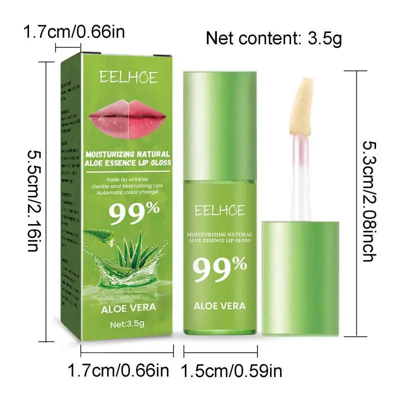 Brilho labial de aloe que muda a cor, extrato natural, hidratante, anti-rachado, para mulheres, cuidado labial