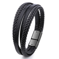 ZG 2023 Vintage Design Handwoven Bracelet for Men Alloy Magnetic Buckle Leather Bracelet Jewelry