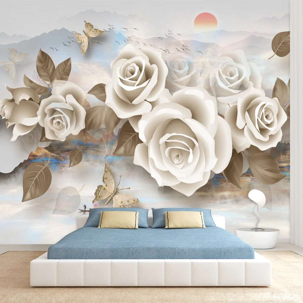 20+ Floral Rose Nature Removable Photo Wallpaper for Living Room Bedroom Wall Art Papers Home Decor Sofa Walls Renovation Mural