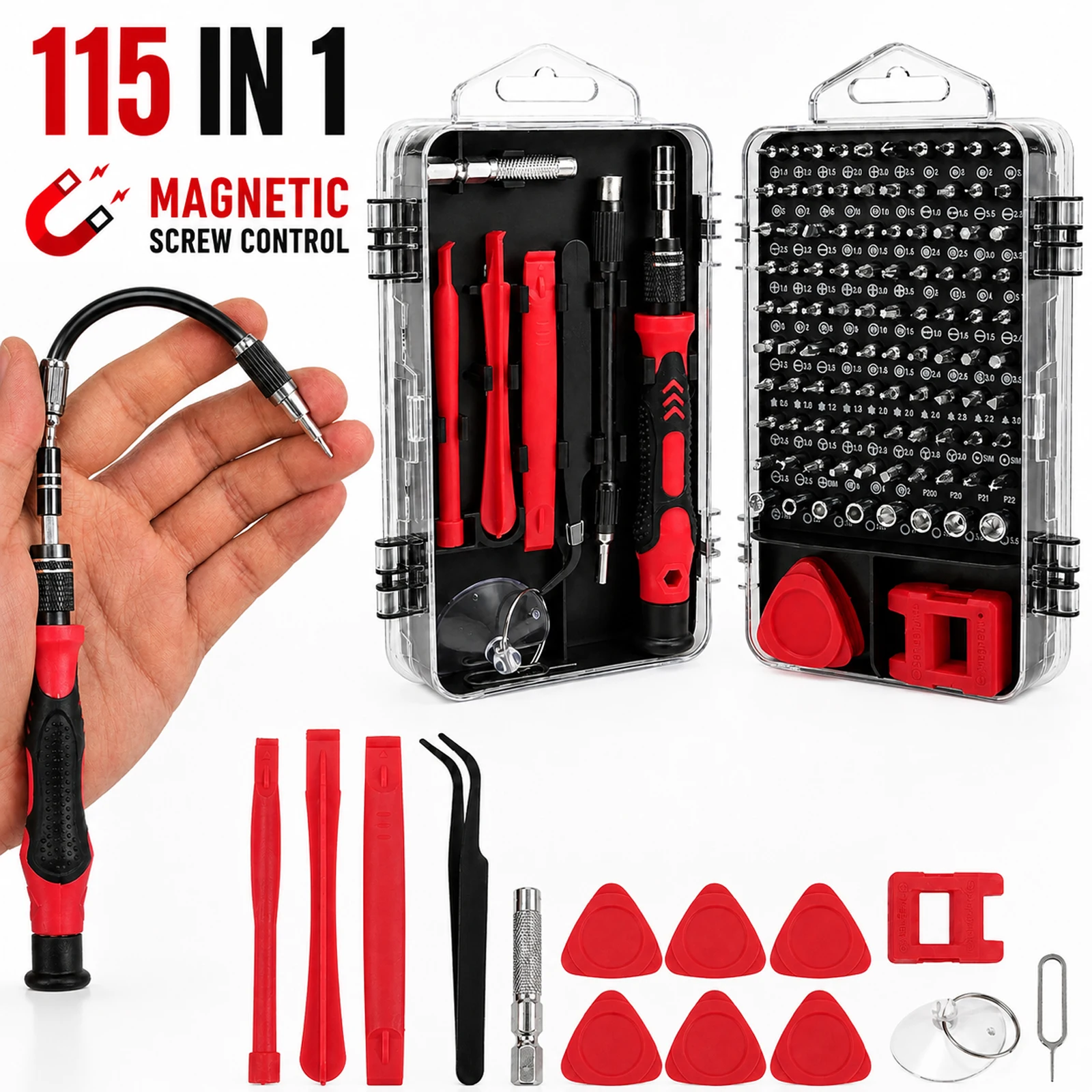 Precision Screwdriver Set 115 In 1 Electronics Repair Kit Magnetic Bits Flexible Shaft For Phone Laptop Computer Console Watch