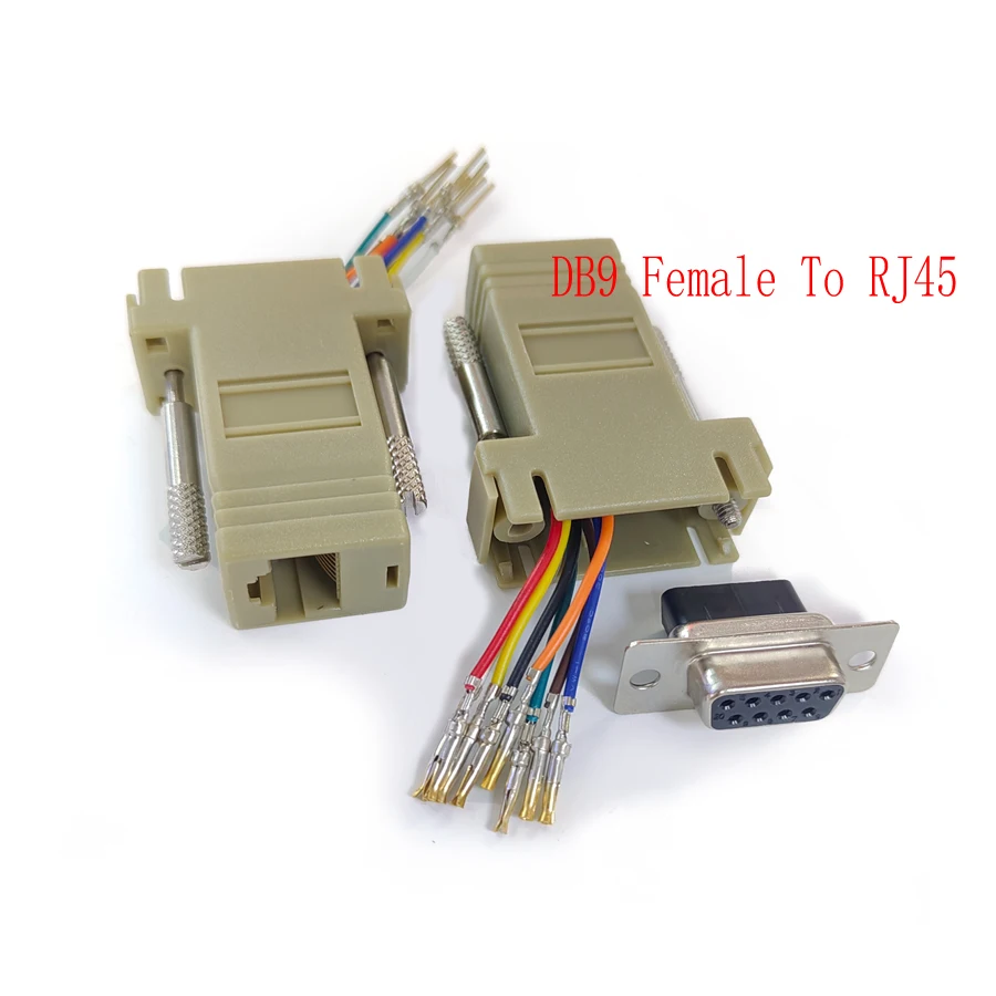 10 Stück/Set RS232 DB9 Buchse/Stecker zu RJ45 Buchse Konverter Verlängerung (5 Stück DB9 Buchse + 5 Stück Stecker) – Detail 2