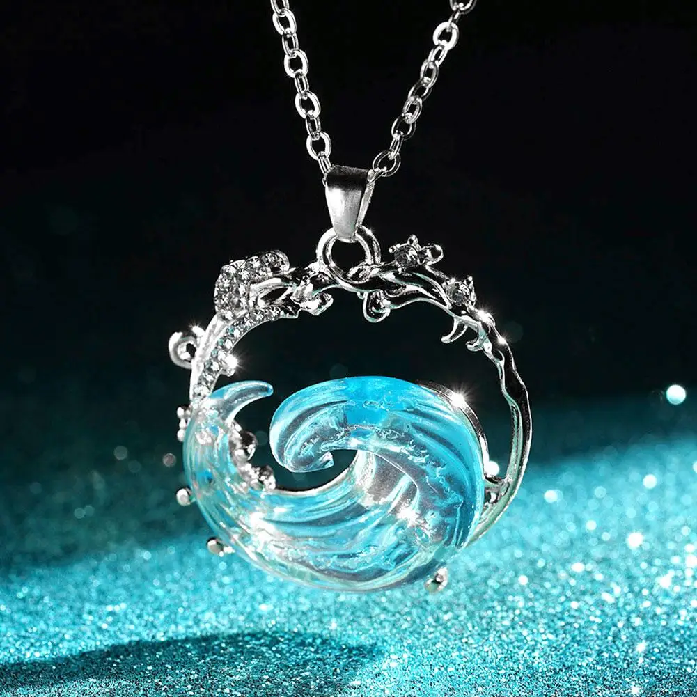 NEW Ocean\'s Oath Necklace Earrings Jewelry Set Light Luxury And Exquisite Ocean Wave Sky Blue Female Wedding Party Jewelry Set