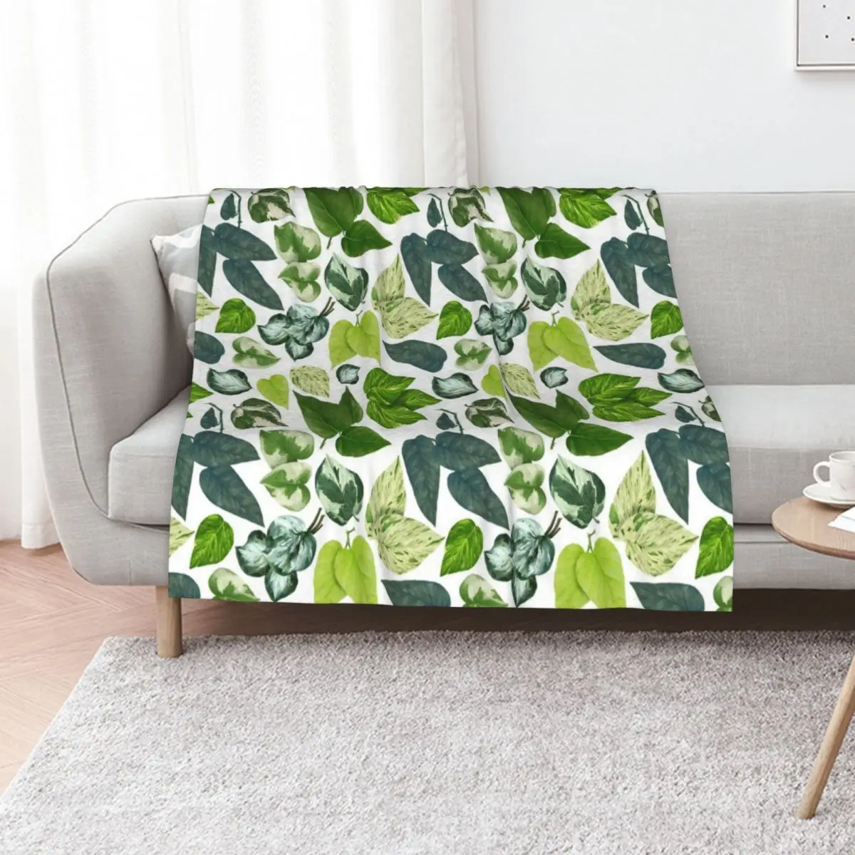 

Pothos Leaves Family Throw Blanket Sofa Quilt Thermal Luxury Throw Plush Blankets