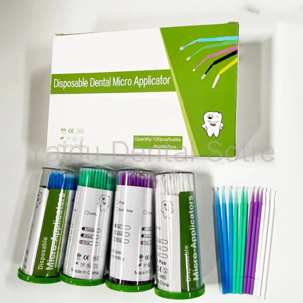 300Pcs Disposable Dental Micro Applicator Brush, Bendable Adhesive Cotton Swab, Extension Applicator Tips for Dentistry Use