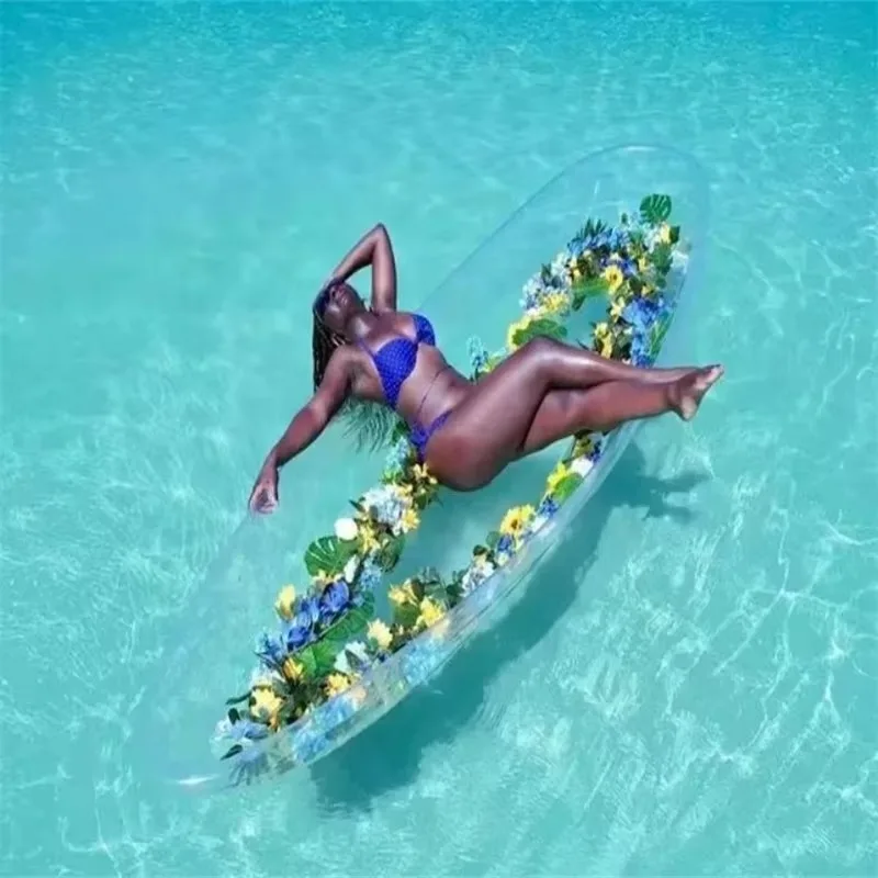 New design high quality small plastic transparent double rowing crystal canoe kayak transparent bottom kayak