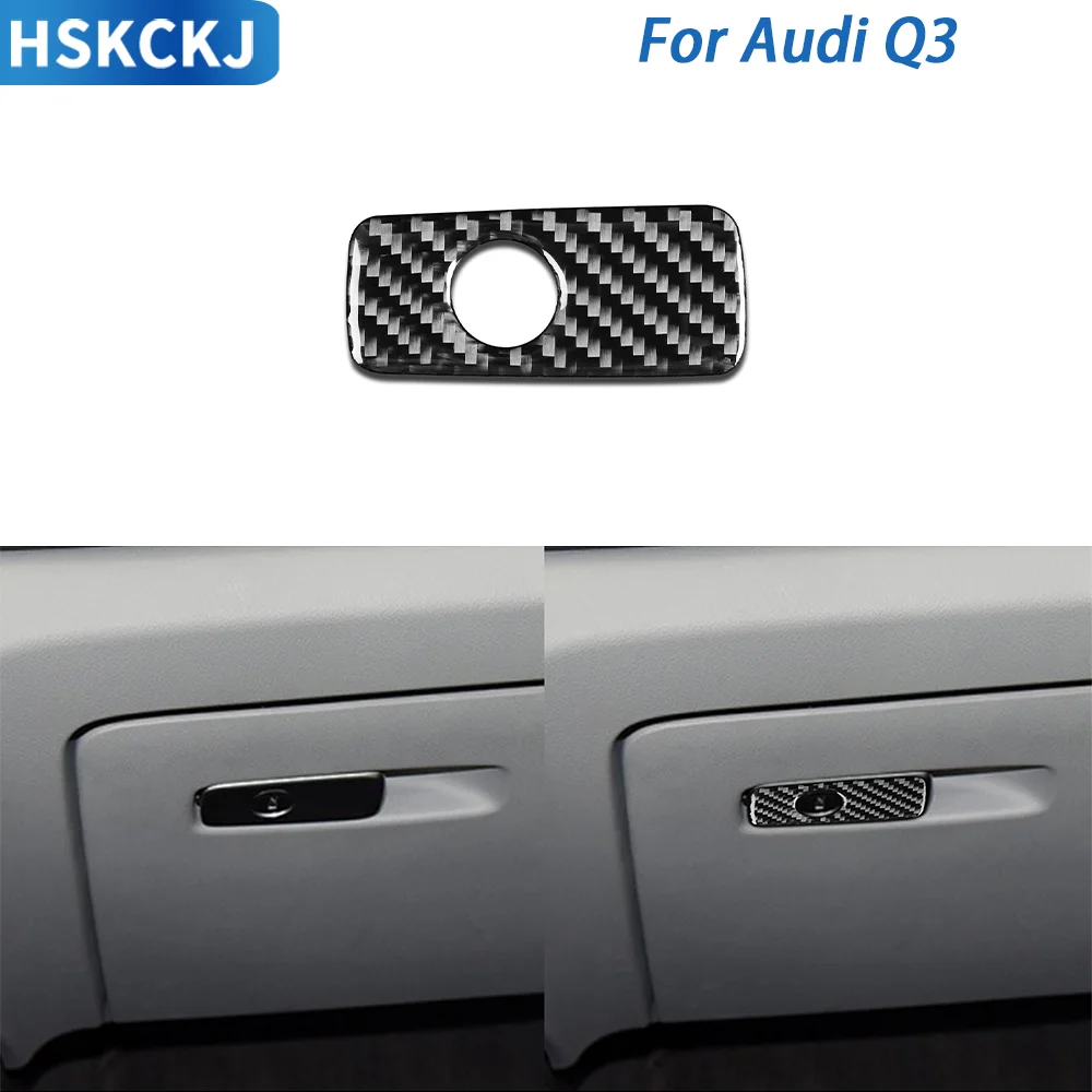

For Audi Q3 2015—2018 Car Accessories Carbon Fiebr Copilot Storage Glove Box Handle Paenl Cover Trim Sticker Modification