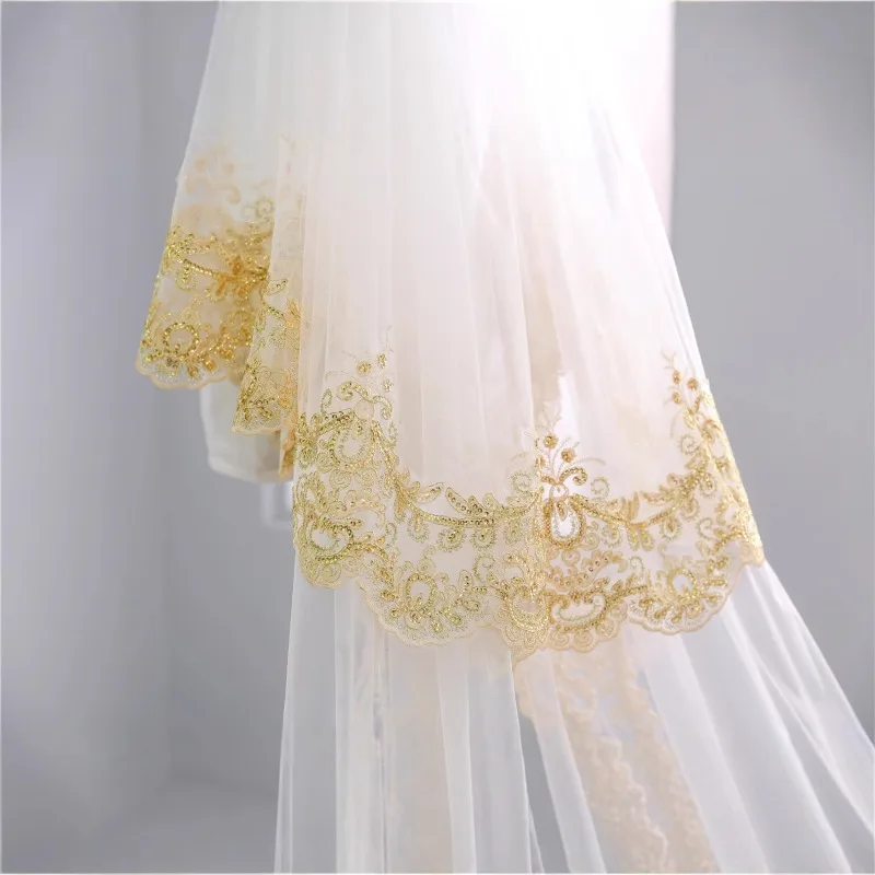 

Golden Lace New Style Bridal Veil Super Wide 1.8 Meters Wholesale Veils