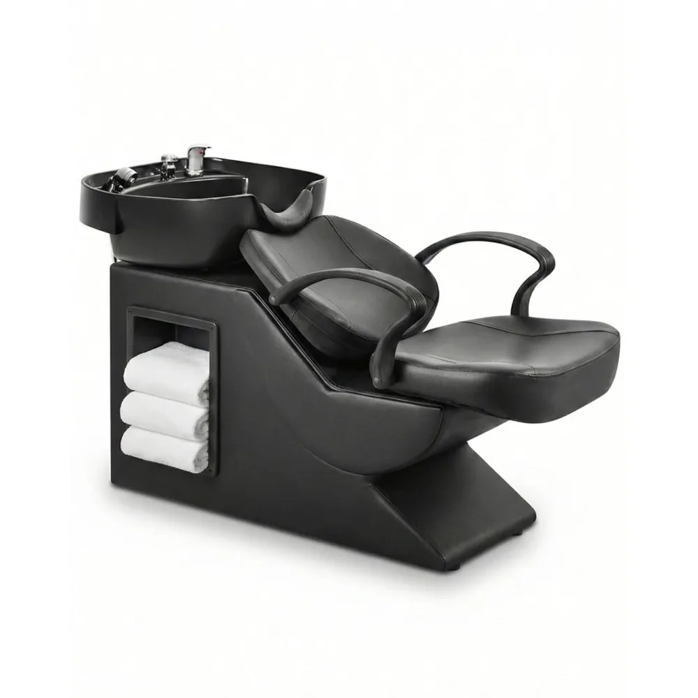 

Shampoo Bowl and Chair Set for Salon, Hair Washing Station for Hair Stylist, ABS Shampoo Bowl Sink Chair with Side, Customized