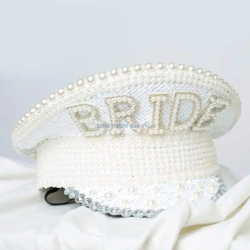 340D Stage Captain Hat Crystal Sailor Hat for Male Female Dancing Comedian Actor