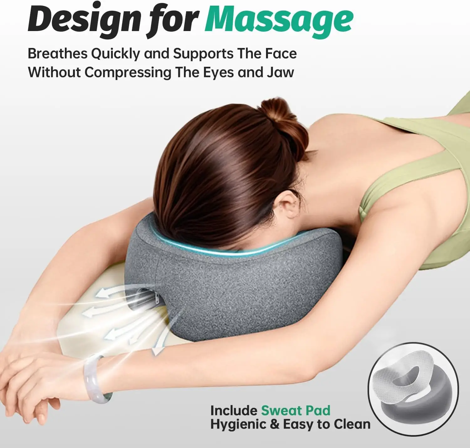 ‌Ergonomic Facial Bed Pillow with Memory Foam – Spa & Massage Table Face Cushion (Hole Design, Hypoallergenic)