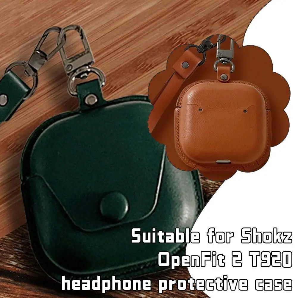 Leather Case with Lanyard for SHOKZ New OpenFit 2 Open-Ear Headphones Protective Case Cover for OpenFit 2 T920 Headphones O4C3