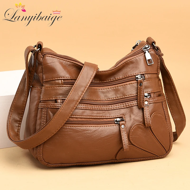 New Trend Soft PU Leather Crossbody Tote Women High Quality Designer Handbag Luxury Purse Ladies Fashion Shoulder Messenger Bags