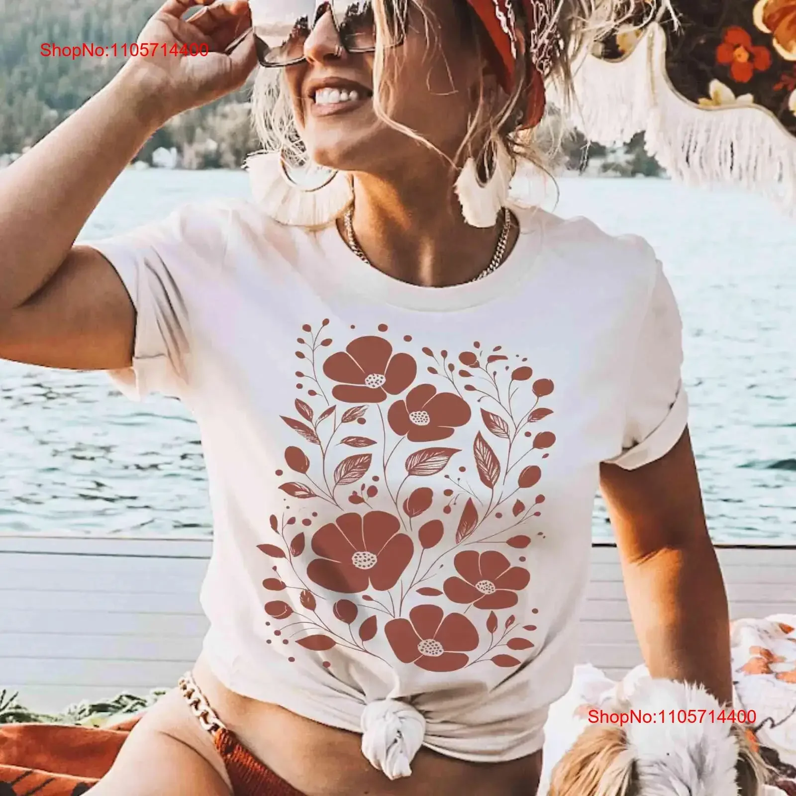 Boho Minimalist Floral Countrycore T Shirt Naturecore Granola Girl Shirtnage s Tween Clothes LinocuT Block PrinT vintage