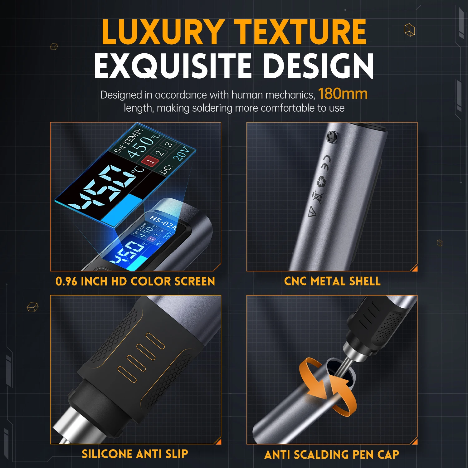 Soldering Iron Smart Sleep IPS Color Display Screen PD100W Adjustable Constant Temperature Fast Heat Portable Solder Repair Tool