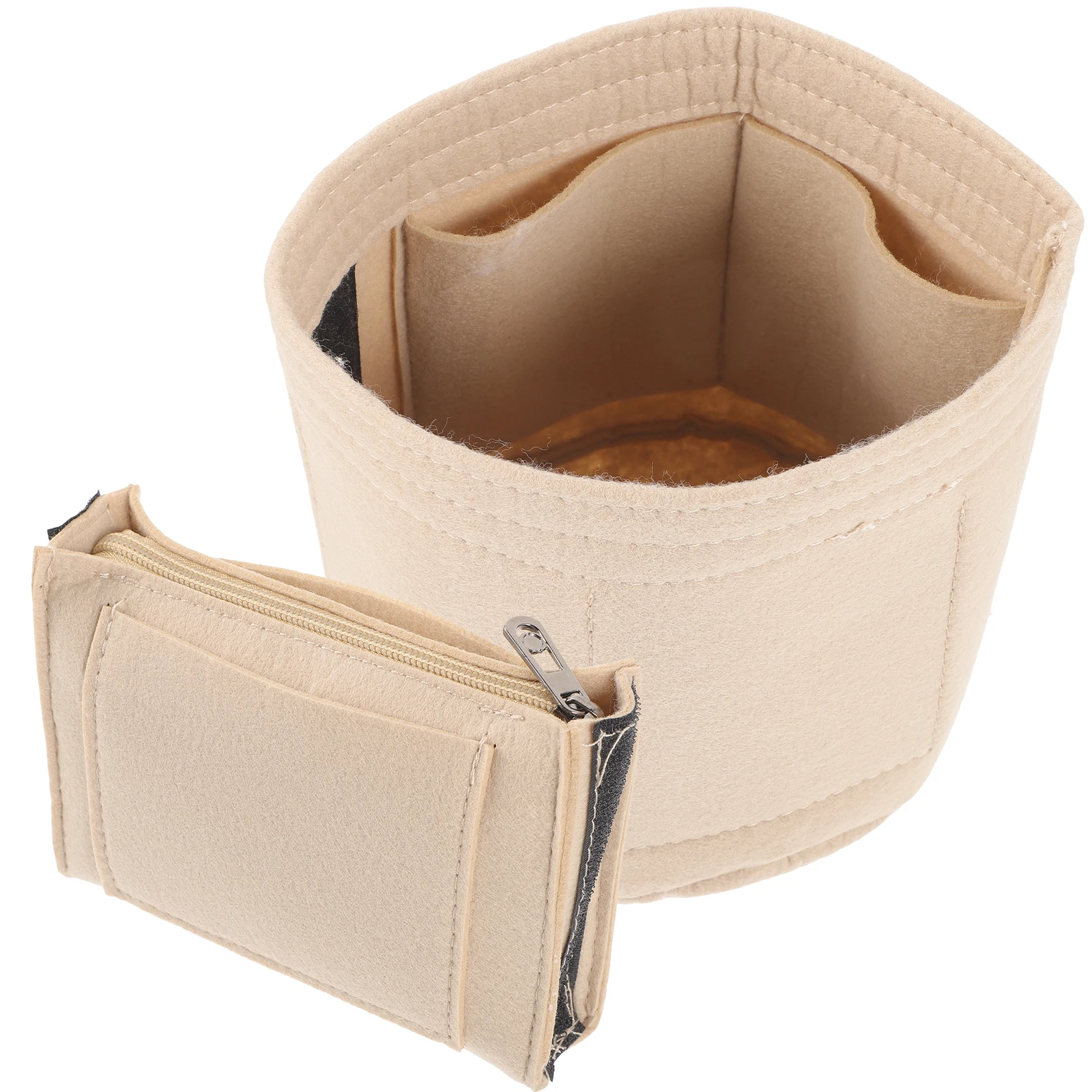

Makeup Bucket Purse Insert Small Organizer for Handbags Beige Travel Bag Accessories Women Tote Bag Storage Solution