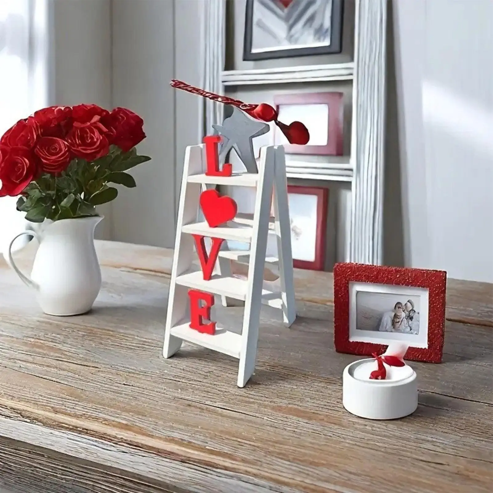 Valentine Ladder Tabletop Love Model Tabletop Ornaments Romantic Party Home Decoraction for Girlfriend Wife Valentine's Day Gift