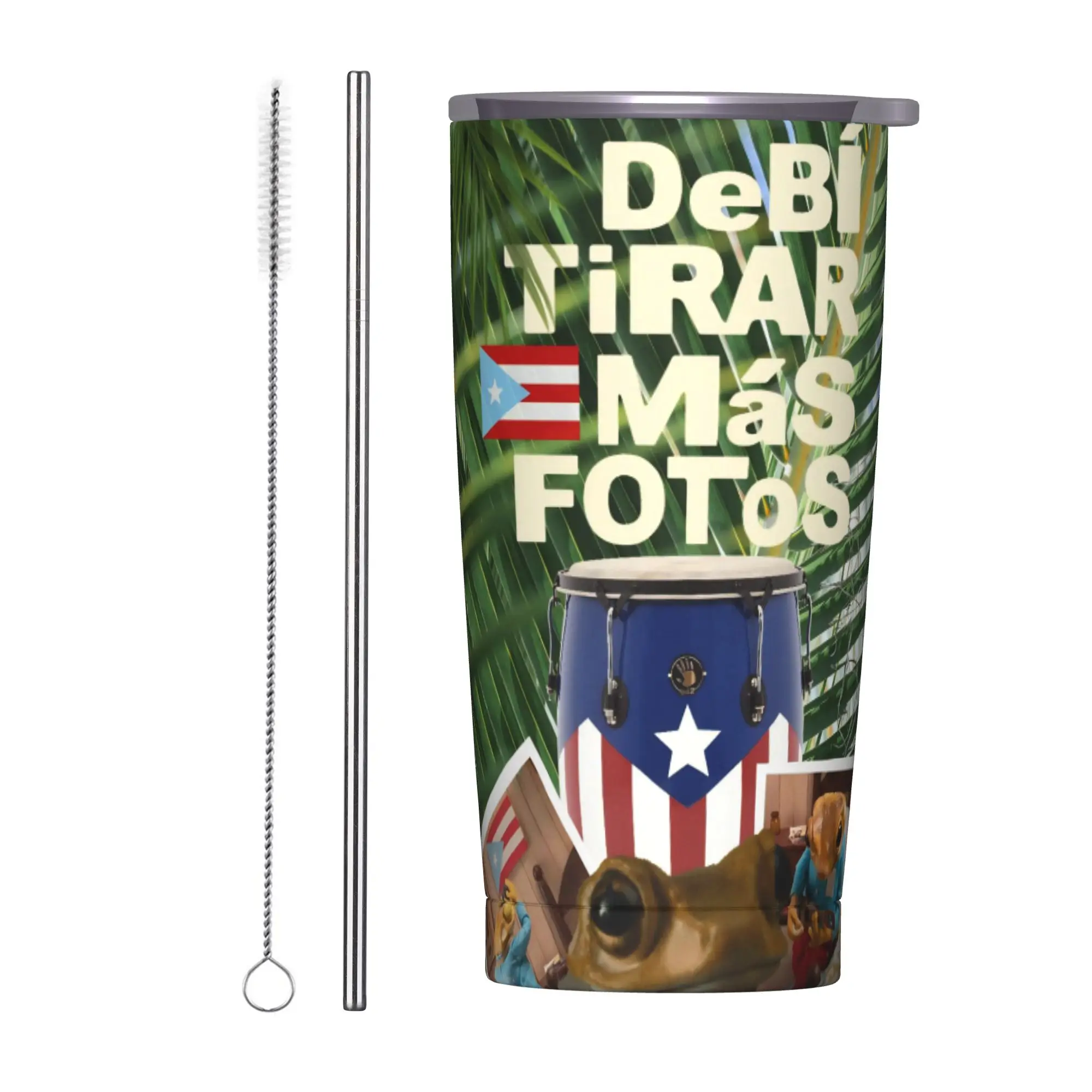 Bad Bunny DTMF Tour 2026 Insulated Tumbler with Straws  Stainless Steel Coffee Mugs Outdoor Travel Car Bottle Cup 20oz