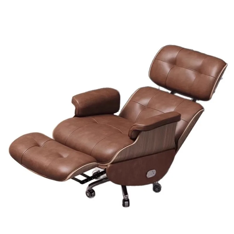 

Electric leather boss chair, study retro office chair, reclining massage computer chair for lunch break