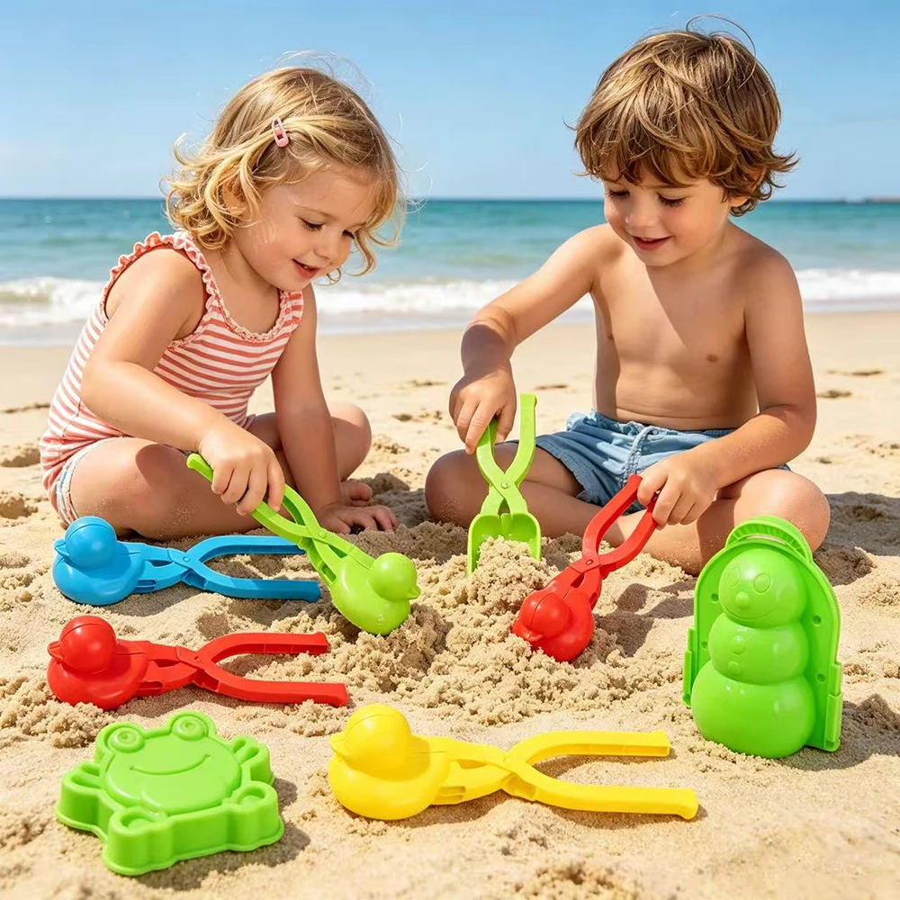 

2Pcs Snowman Cartoon Duck Snowball Maker Clip Snow Ball Toys Beach Water Play Model Play In Interaction Outdoor Toy