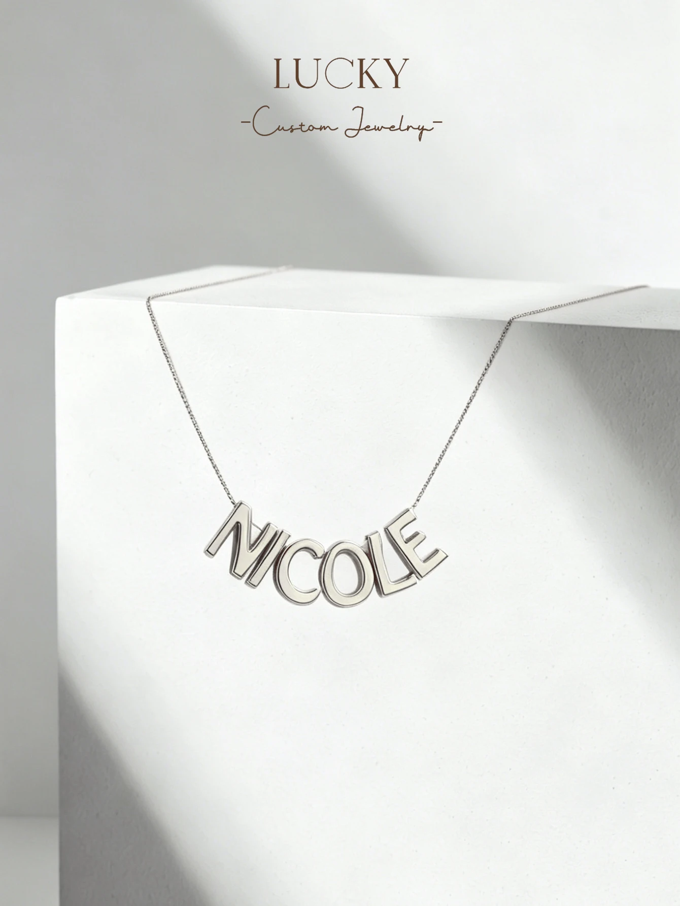 1 DIY custom women's name multi letter necklace, length 45 centimeters, customizable name, simple daily style, product includes view 6
