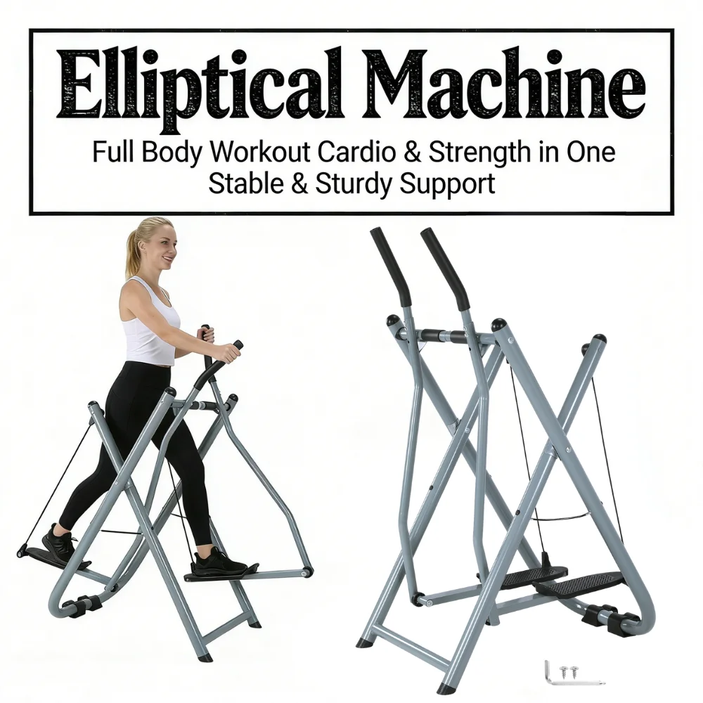 

Metal Stair Stepper Air Walker Exercise Machine Upgraded Compact Folding Exercise Climber Foldable Elliptical for Women Men