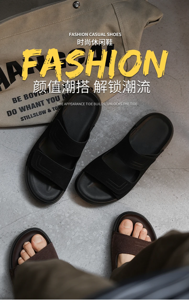 Herren-Freizeitpantoffeln, Sommer, atmungsaktiv, leicht, weiche Sohle, ideal für den Außenbereich, zum Gehen am Strand, zum einfachen Anziehen, bequem, modisch. – Detail 2