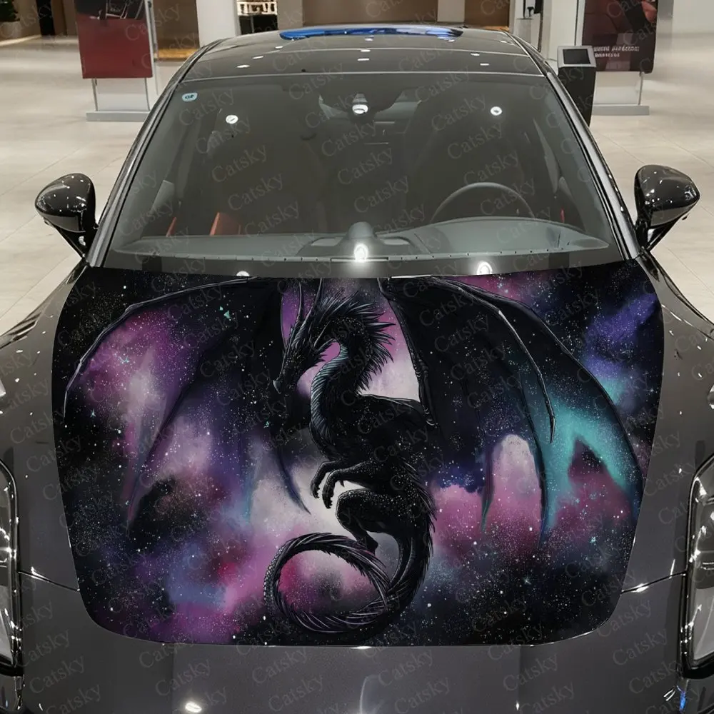 

Виниловая пленка для автомобиля Galaxy Winged Dragon, водонепроницаемая наклейка на капот автомобиля из ПВХ, самоклеящиеся устойчивые к царапинам наклейки