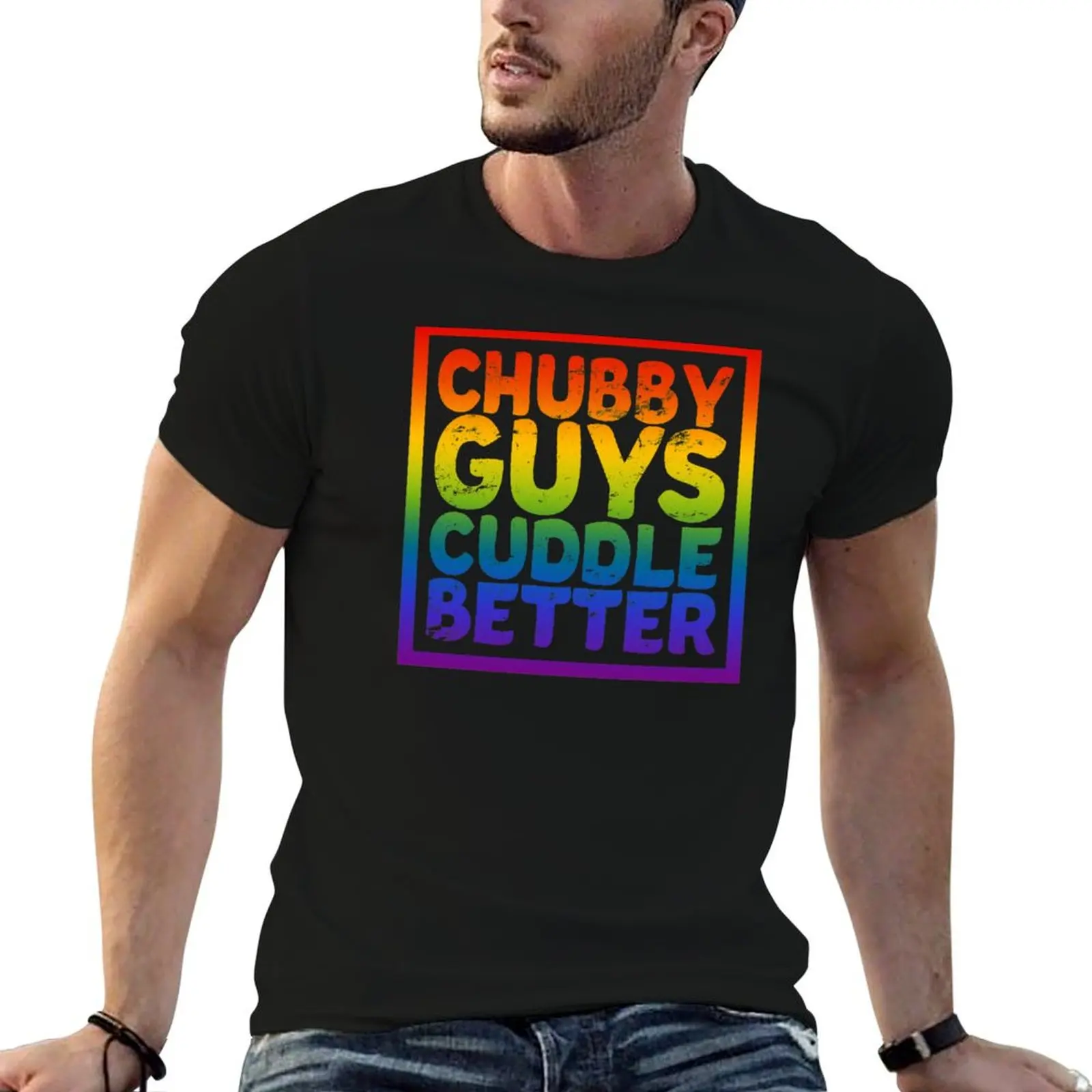 Chubby Guys Cuddle Better - LGBT Gay Bear Pride T-Shirt plus size tops summer top anime clothes tshirts for men