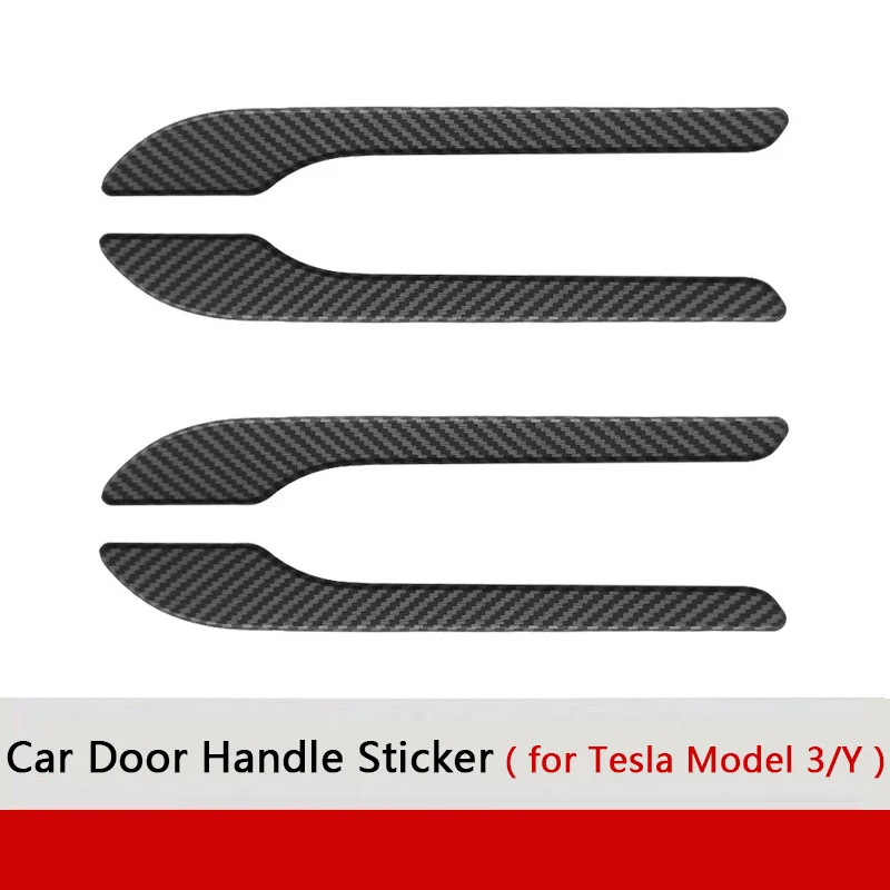 

2021 2022 New 4Pcs Car Door Handle Cover Protector Sticker for Tesla Model 3 Y Carbon Fiber ABS Door Cover Paste Handle Kit