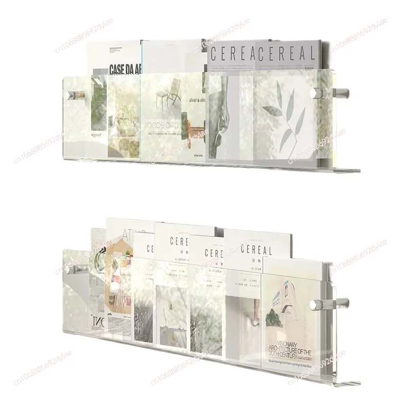 Wall Storage Shelves Acrylic Bookshelf Newspaper Wall Decoration Ins Creative Transparent Magazine Display Rack