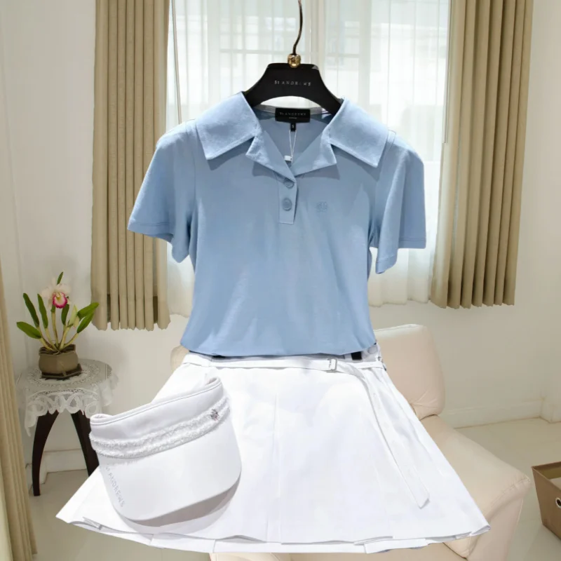 ST ANDREWS pakaian Golf wanita, baju Polo kerah lengan pendek nyaman untuk olahraga 2024