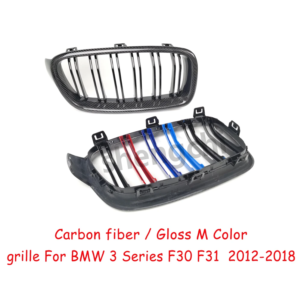 F30 F31 Carbon Fiber M color Front Bumper Grille For Bmw 3 Series F30 F31 316i 318i 320i 328i 330i 335i 340i Grills 2012-2018