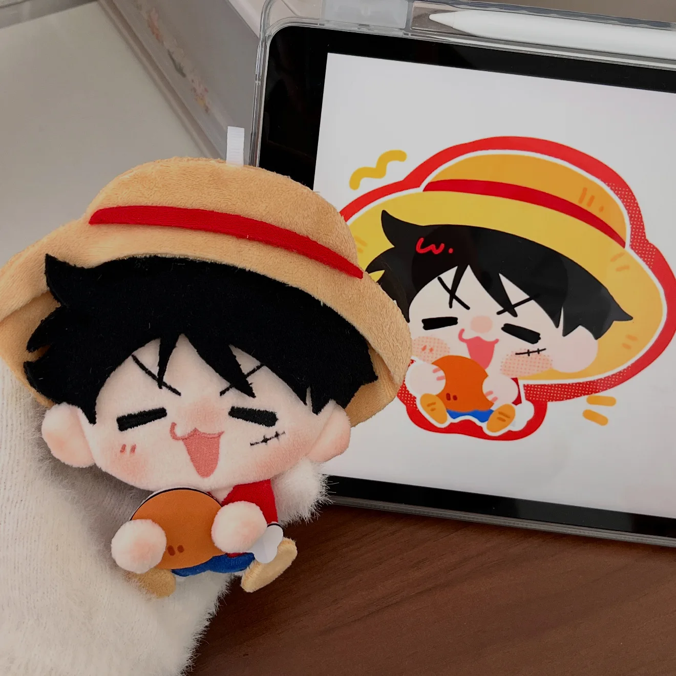 Милый плюшевый брелок-подвеска из хлопка с 2.5D-печатью в стиле One Piece: Луффи, Санджи. Мультяшный брелок для ключей, украшение для рюкзака, коллекционная аниме-игрушка, подарок.