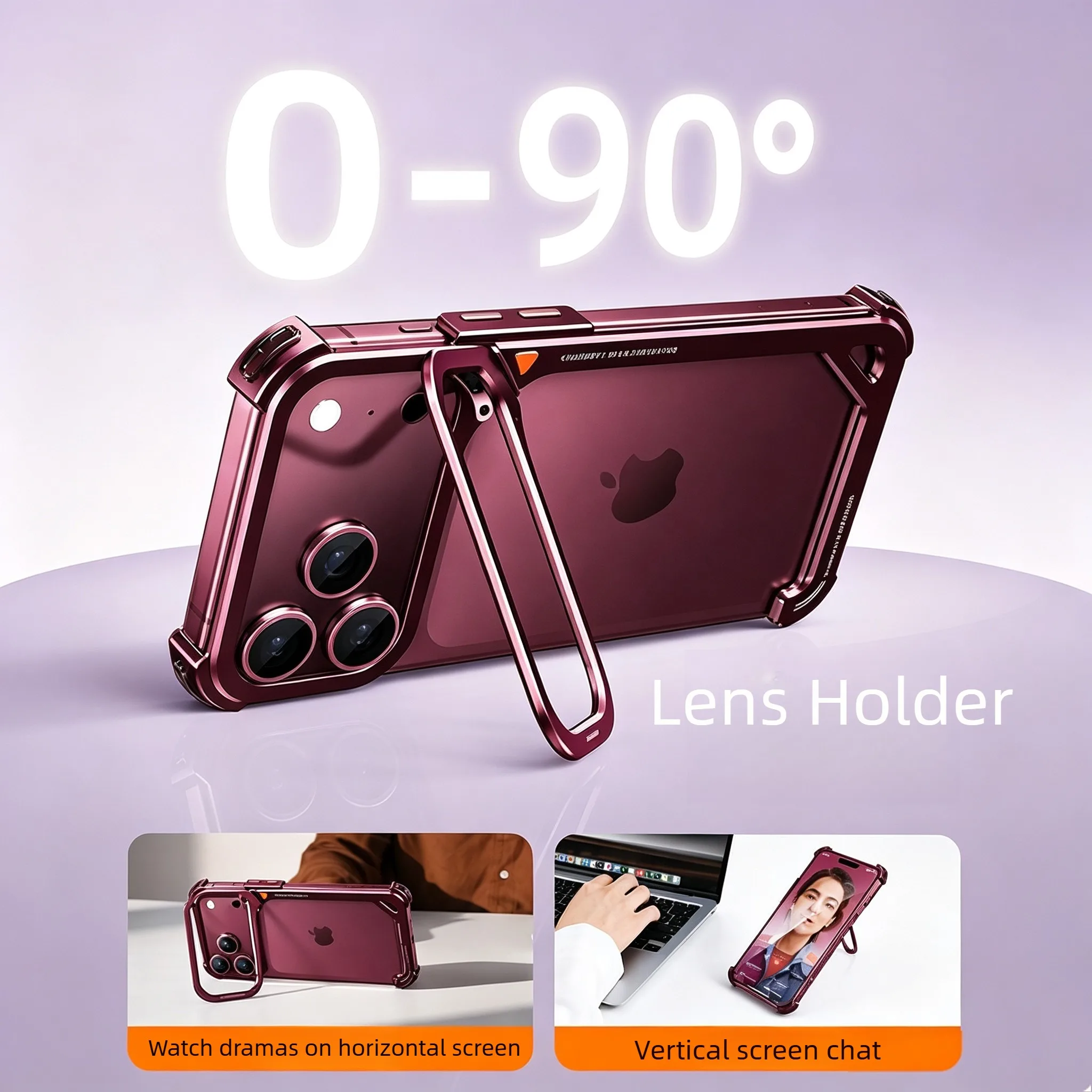 Etui na telefon Eary w kształcie litery 9 do iPhone 18 Pro Max 18 Pro z podstawką, metalowym bezramkowym bumperem, kompatybilne z Magsafe, minimalistyczne, odporne na wstrząsy. — zdjęcie produktu 3