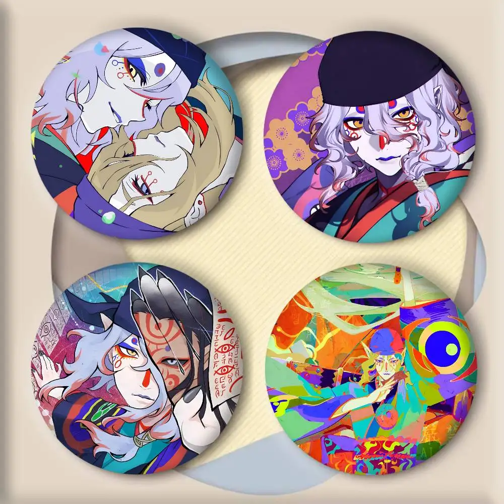 Cartoon Movie Anime M-Mononoke Manga Badges Round Laser Badge Cartoon Brooch Clothes Backpack Accessories Lapel