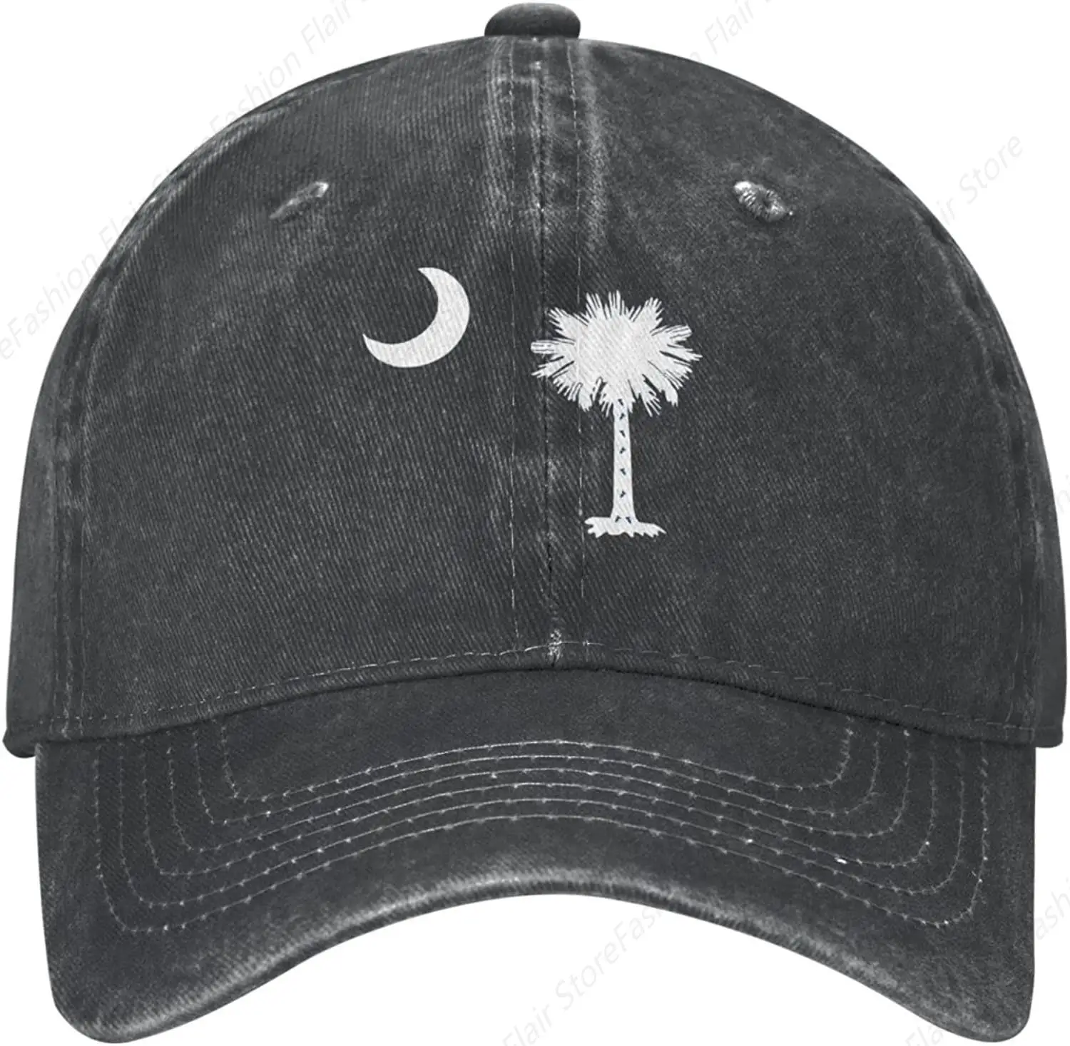 State Flag of South Carolina Hat Washable Baseball Cap Adjustable Trucker Hat Retro Fishing Casual Denim Hats