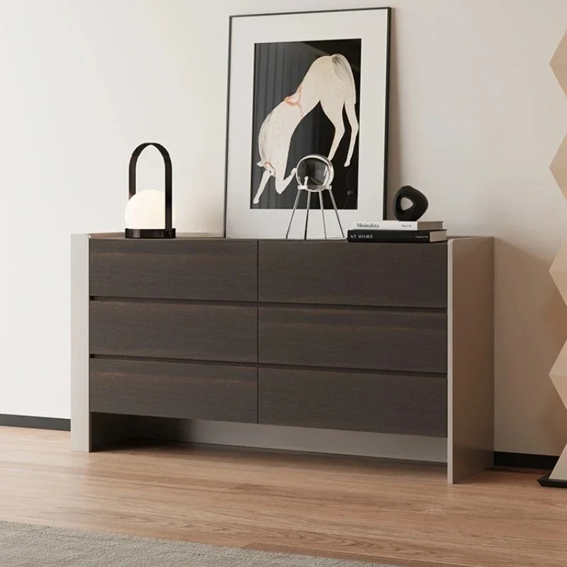 

Italian Minimalist Solid Wood Eight Buckets Modern Hallway Bedroom Storage Dining Side Wall Side Storage Cabinet