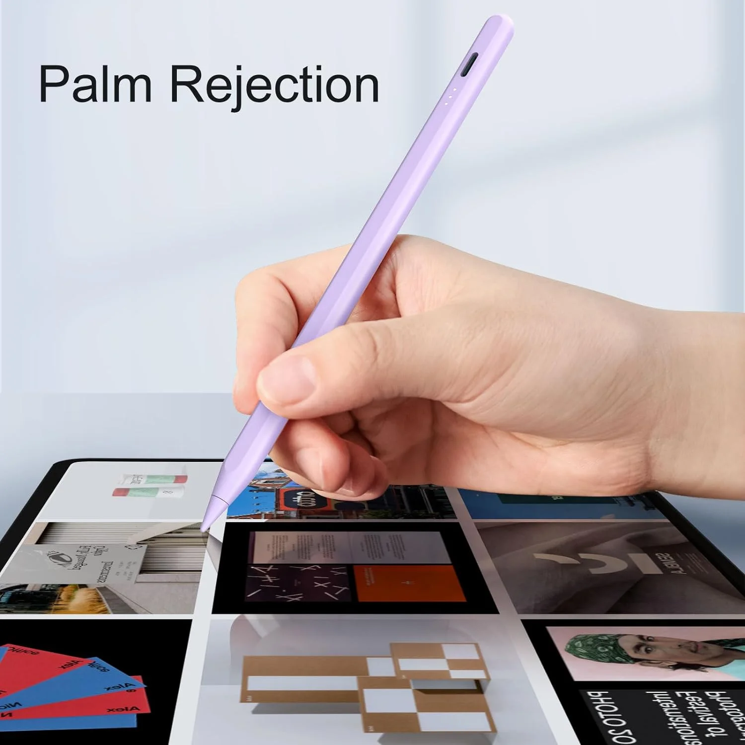 PURPLE STYLUS PENCIL FOR IPAD 2018-2024 PALM REJECTION MAGNETIC