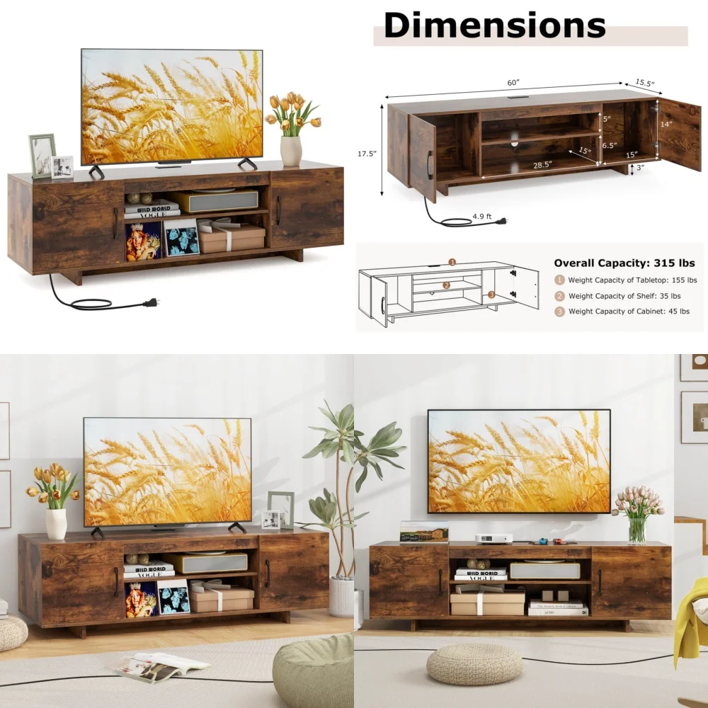 

TV StandsModern TV Stand for 70 inch TVs with Power Outlet and Cable Management