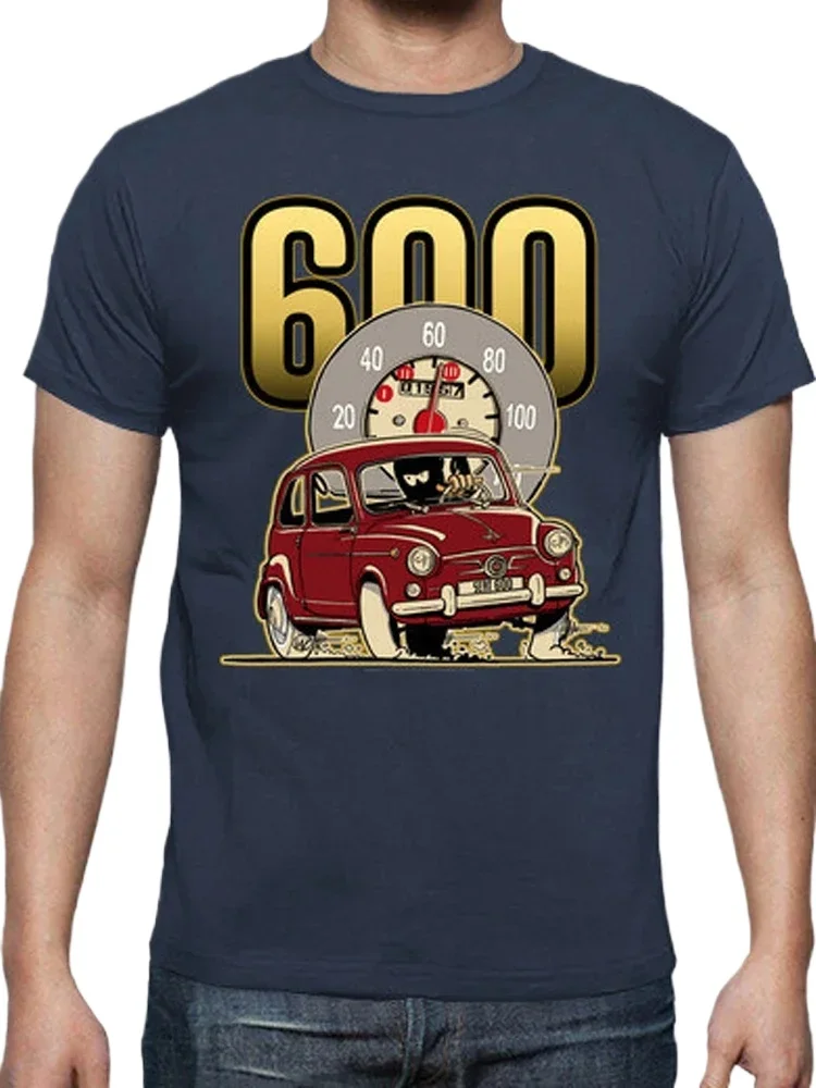 تي شيرت كلاسيكي عتيق من إسبانيا S.E.A.T 600 كارتون سيارة. جديد 100٪ قطن قصير الأكمام س الرقبة تي شيرت عارضة الرجال الأعلى #2