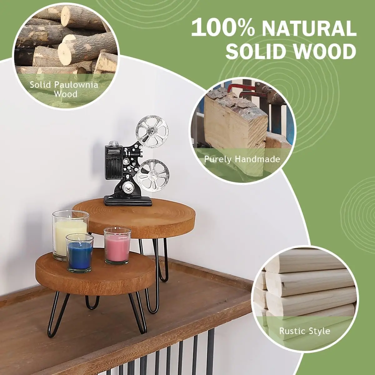 حامل نباتات خشبية، حامل ديكور صغير متوسط الحجم مكون من قطعتين من مقعد نباتات خشبي داخلي (بني) #5