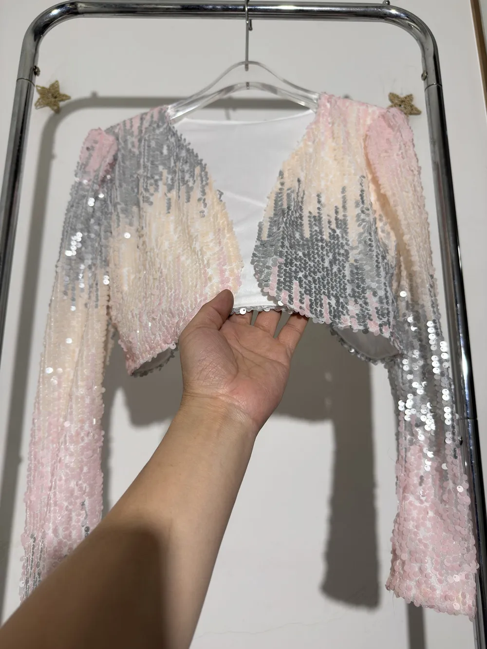 

Короткие пальто с блестками, кардиган с круглым вырезом, куртка, женское модное короткое пальто, верхняя одежда, женское пальто, новинка 2025 года