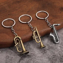 Saxophone Pendant Keychains for Men Women Fashion Alloy Musical Instruments Jewelry Horn Car Keyring Fine Father's Day Present