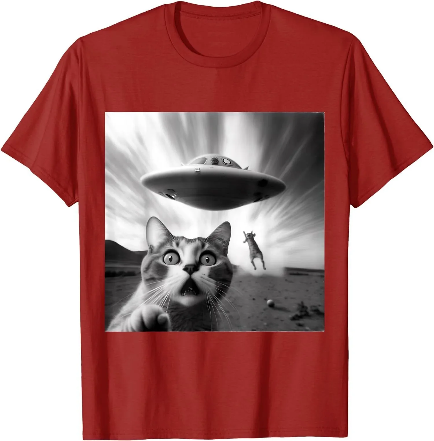 Alien Ufo Funny Cat Humor Abduction Unknown Unisex T-Shirt