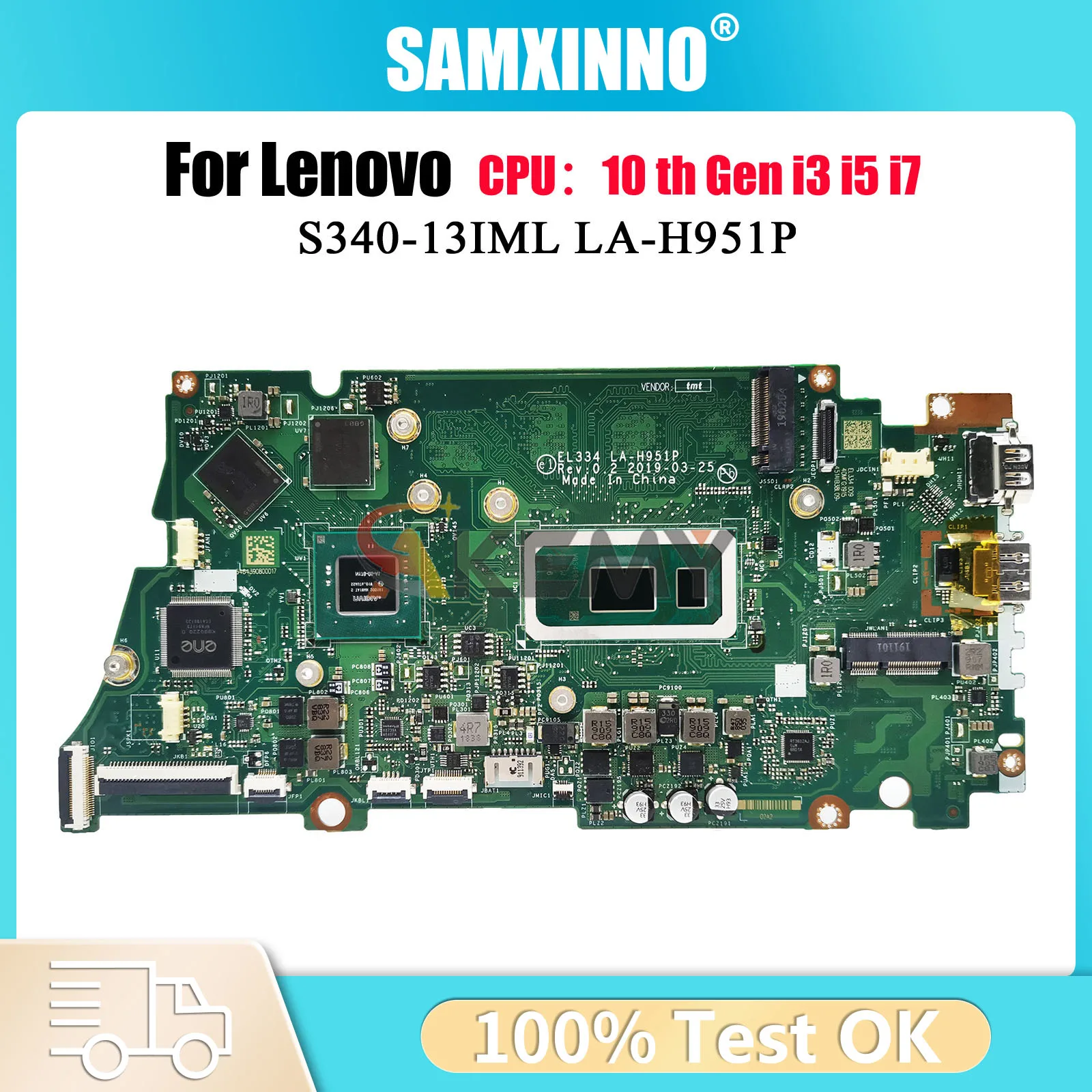 

For Lenovo S340-13IML Laptop Motherboard LA-H951P with i3 i5 i7 10th Gen 8GB 16GB RAM 100% Fully Tested
